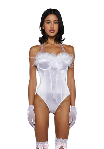 Risky Mistress Glove Set-White