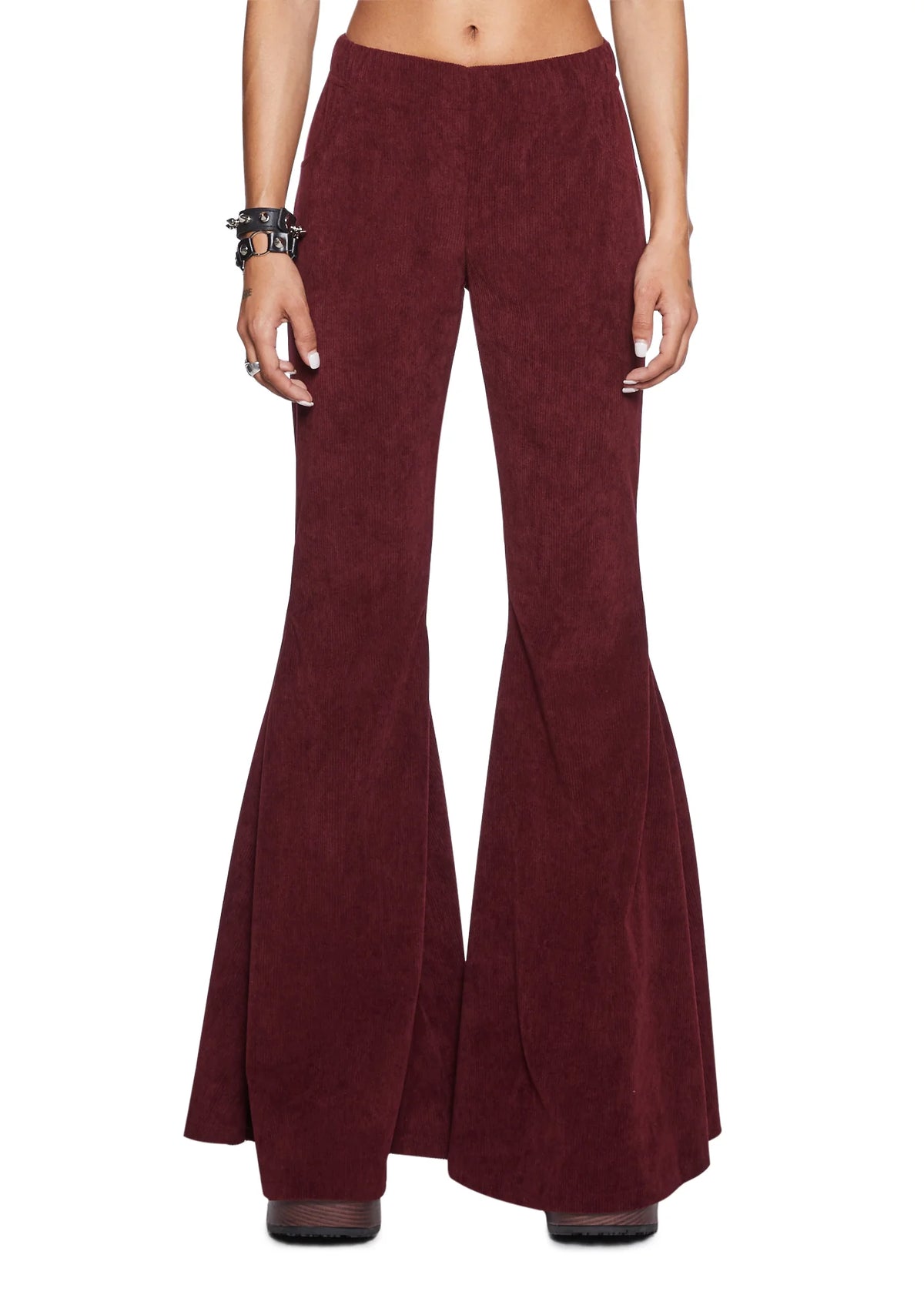 Never Mind Flared Pants - Burgundy