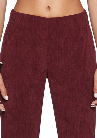 Never Mind Flared Pants - Burgundy