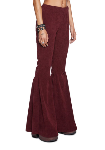 Never Mind Flared Pants - Burgundy