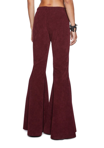 Never Mind Flared Pants - Burgundy