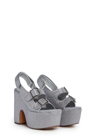 Accepting Applications Platform Sandals - Silver