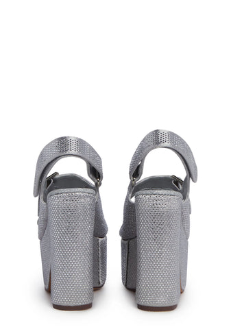 Accepting Applications Platform Sandals - Silver
