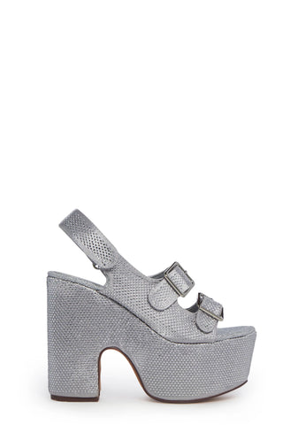 Accepting Applications Platform Sandals - Silver