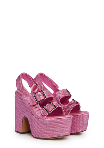 Accepting Applications Platform Sandals - Pink