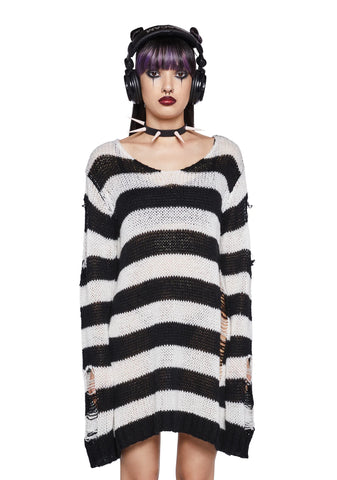 Darling Of Darkness Striped Sweater