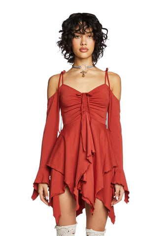 F is For Fairies Handkerchief Dress - Rust