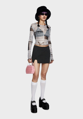 Under The Boardwalk Mini Skort - Charcoal