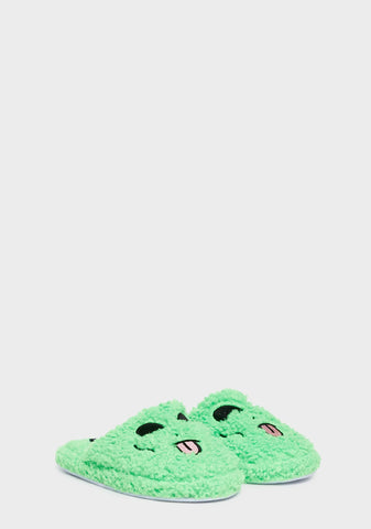 Alien Face Fuzzy House Slippers