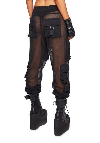 Complex Nights Fishnet Cargo Pants - Black