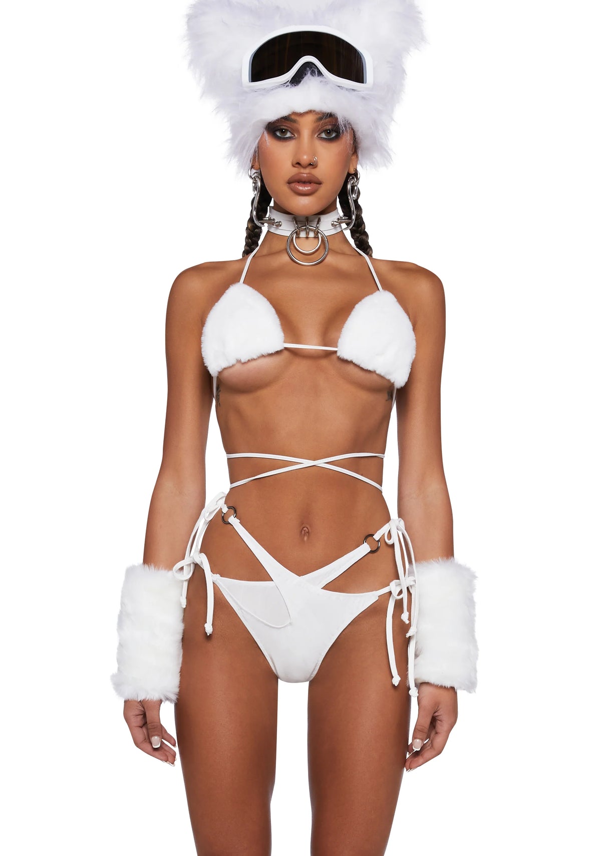 Icy Revival Faux Fur Bra Top
