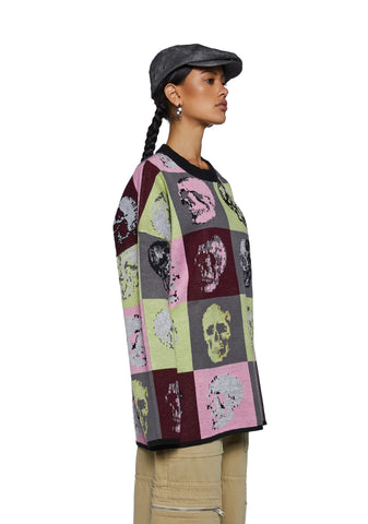 Skull Tile Knit Sweater