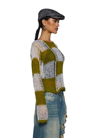 Checkerboard Loose Knit Sweater