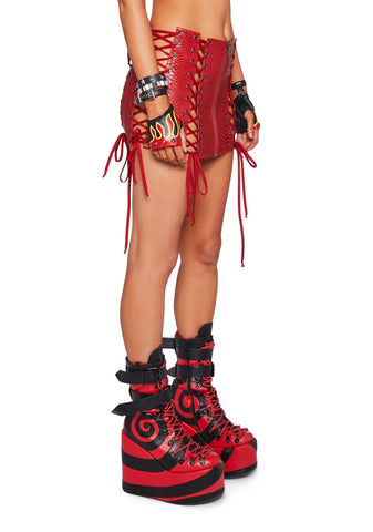 Deadly Dose Snakeskin Skirt - Red