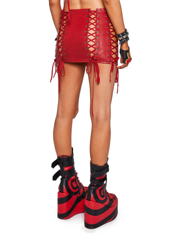 Deadly Dose Snakeskin Skirt - Red