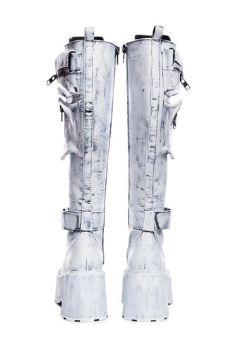 Obsidian Pocket Combat Boots - White Paint