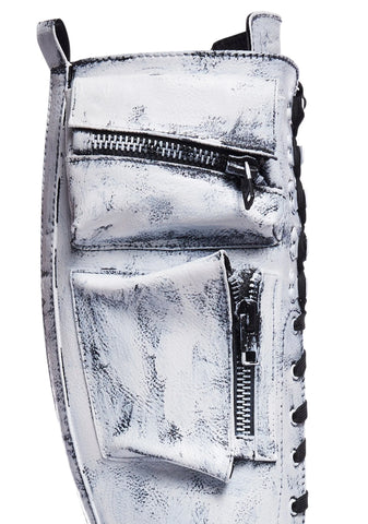 Obsidian Pocket Combat Boots - White Paint