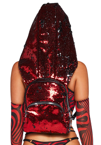 Disco Fusion Hooded Backpack - Red