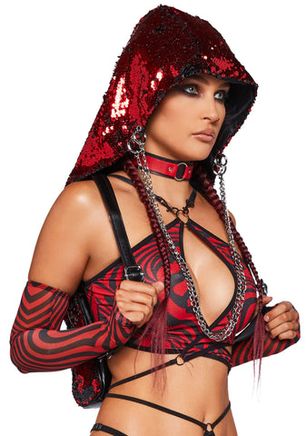 Disco Fusion Hooded Backpack - Red