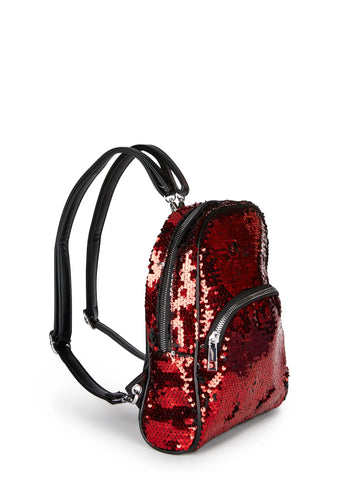 Disco Fusion Hooded Backpack - Red