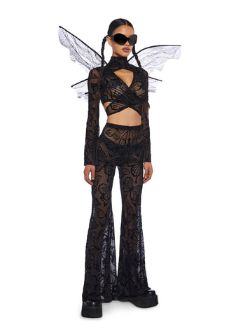 Butterfly Utopia Mesh Wrap Top