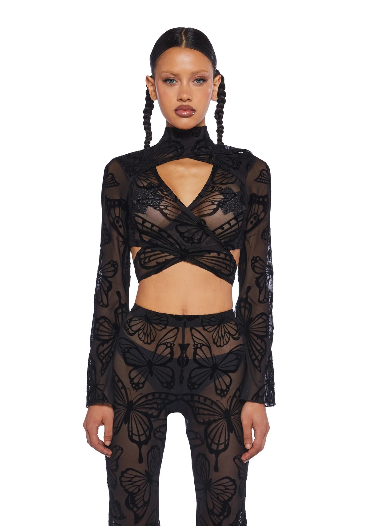Butterfly Utopia Mesh Wrap Top