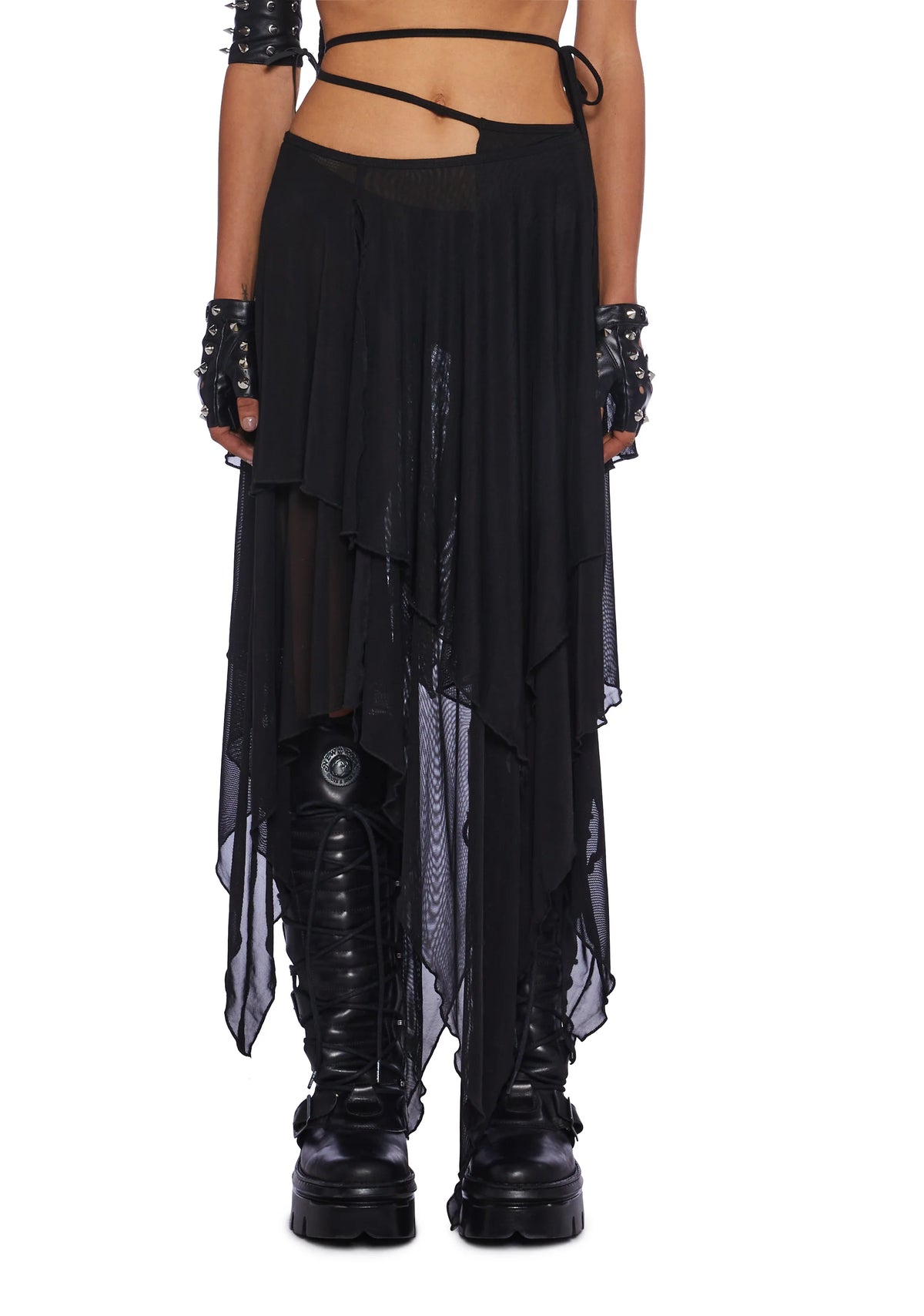 Desolate Dystopia Midi Skirt - Black