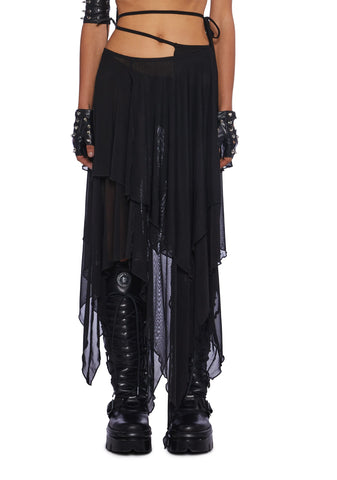 Desolate Dystopia Midi Skirt - Black
