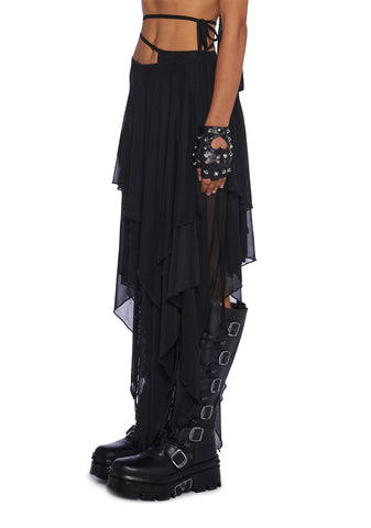 Desolate Dystopia Midi Skirt - Black