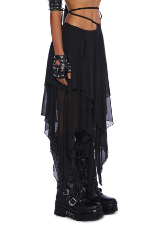Desolate Dystopia Midi Skirt - Black