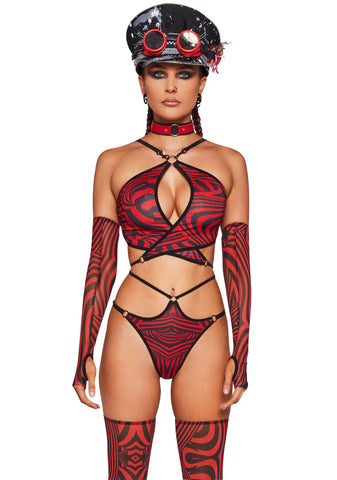 Waking Dream Top & Gloves Set - Red
