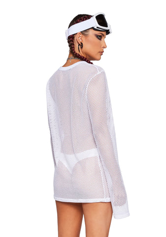Ashen Atlas Unisex Fishnet Top - White