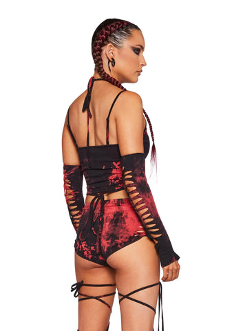 Sunset Trippy Top And Gloves Set - Red