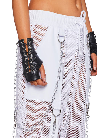 Naughty Nights Unisex Fishnet Joggers - White