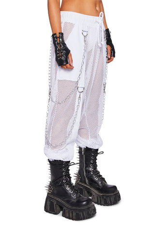 Naughty Nights Unisex Fishnet Joggers - White