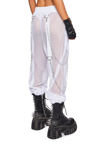 Naughty Nights Unisex Fishnet Joggers - White