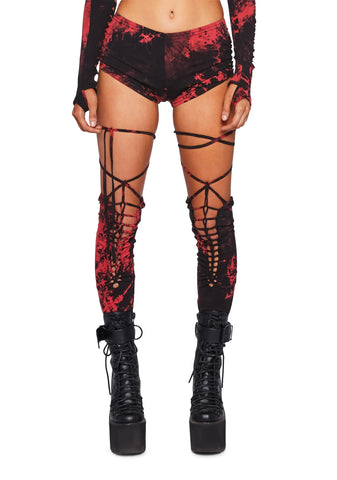 Sunset Trippy Bottoms & Stockings Set - Red