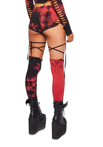 Sunset Trippy Bottoms & Stockings Set - Red