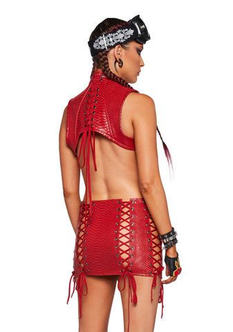 Deadly Dose Snakeskin Harness - Red