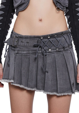 Tempo Pleated Buckle Mini Skirt