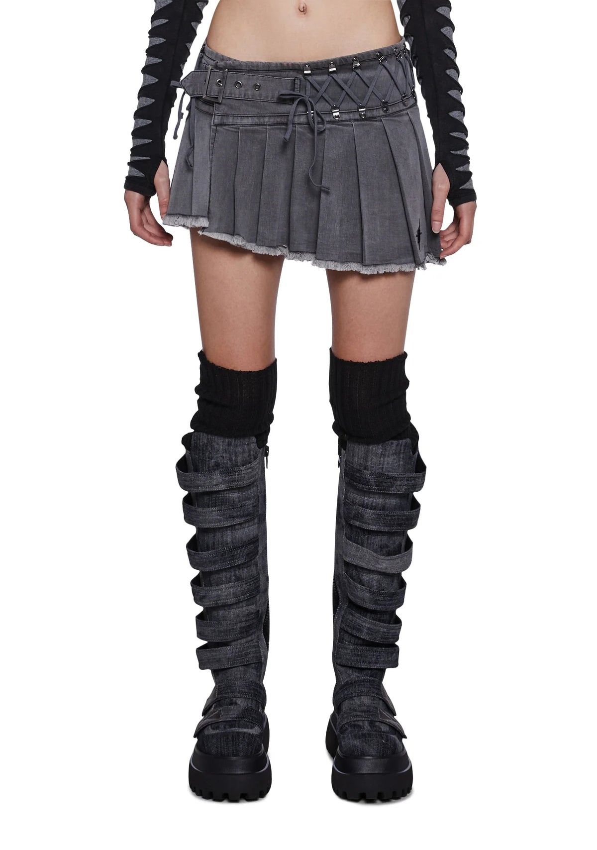Tempo Pleated Buckle Mini Skirt