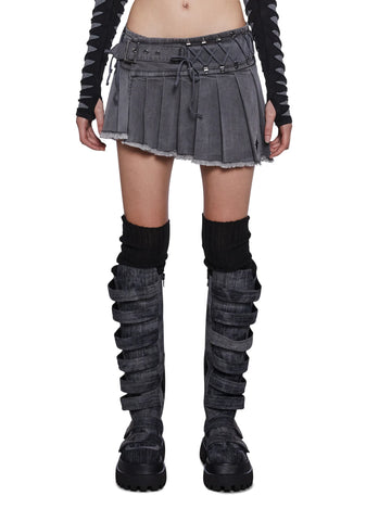 Tempo Pleated Buckle Mini Skirt