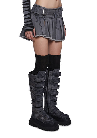 Tempo Pleated Buckle Mini Skirt