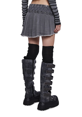 Tempo Pleated Buckle Mini Skirt