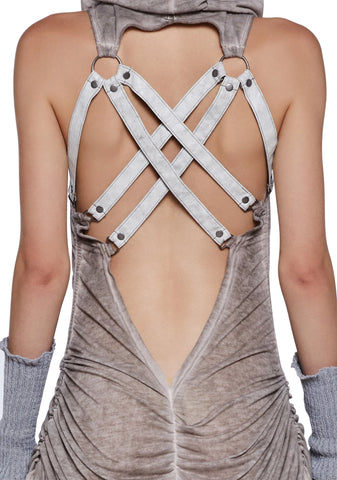 Tempo Ruched Harness Dress - Off White