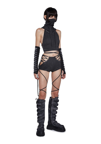 Tempo Ruched Lace-Up Shorts