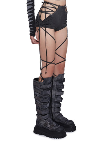 Tempo Ruched Lace-Up Shorts