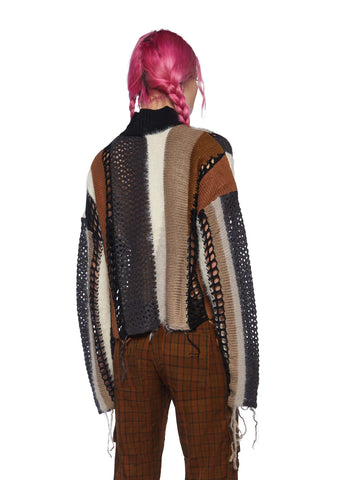 Crafted Patchwork Knit Sweater