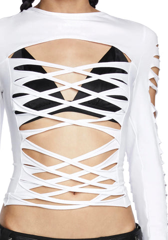Deviant Curfew Cut-Out Top - White