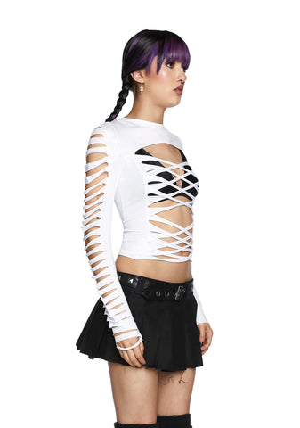 Deviant Curfew Cut-Out Top - White